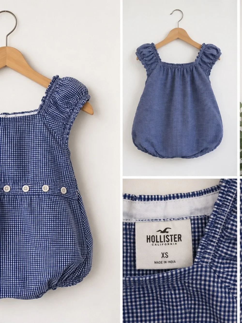 Hollister Blue Gingham Bubble Romper